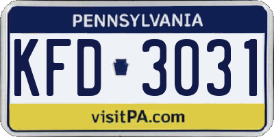 PA license plate KFD3031