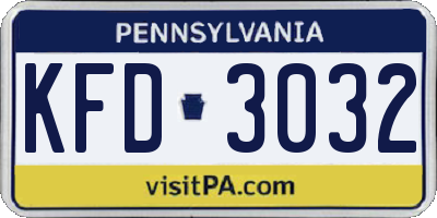 PA license plate KFD3032