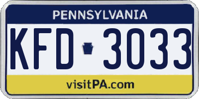 PA license plate KFD3033