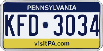 PA license plate KFD3034