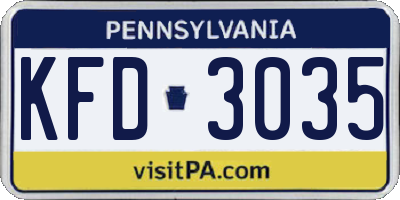 PA license plate KFD3035