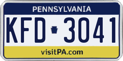 PA license plate KFD3041