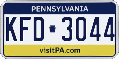 PA license plate KFD3044