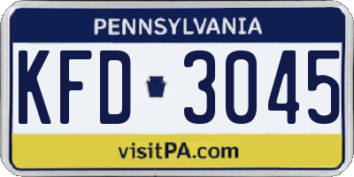 PA license plate KFD3045