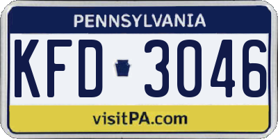 PA license plate KFD3046