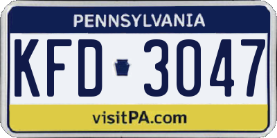 PA license plate KFD3047