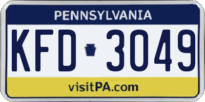 PA license plate KFD3049