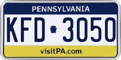 PA license plate KFD3050
