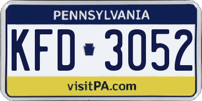 PA license plate KFD3052
