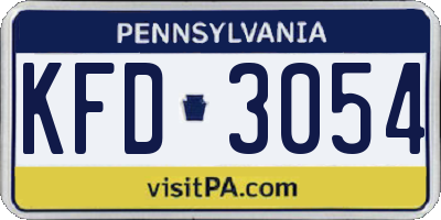 PA license plate KFD3054