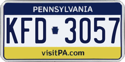 PA license plate KFD3057