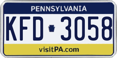 PA license plate KFD3058