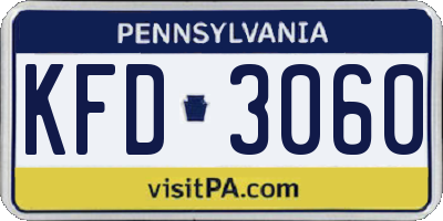 PA license plate KFD3060