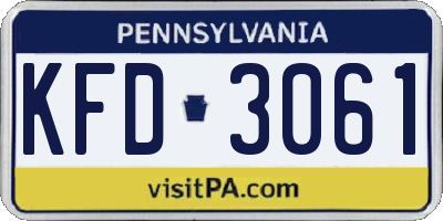 PA license plate KFD3061