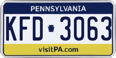 PA license plate KFD3063
