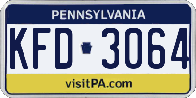 PA license plate KFD3064