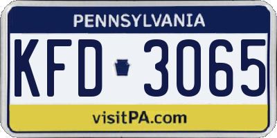 PA license plate KFD3065