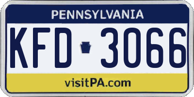 PA license plate KFD3066