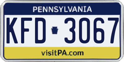 PA license plate KFD3067