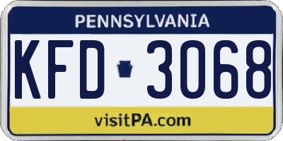 PA license plate KFD3068