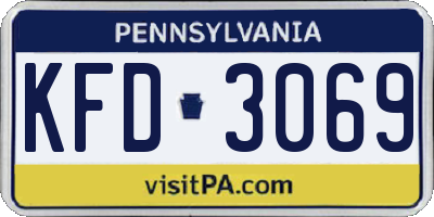 PA license plate KFD3069