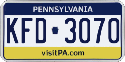 PA license plate KFD3070