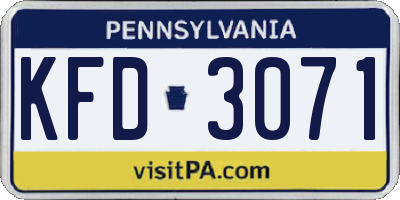 PA license plate KFD3071