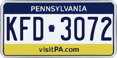 PA license plate KFD3072