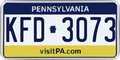 PA license plate KFD3073