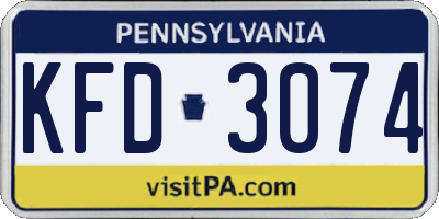 PA license plate KFD3074