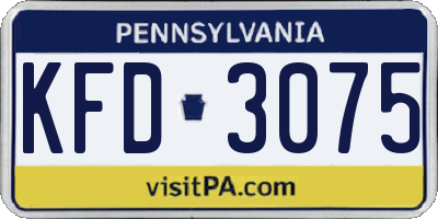 PA license plate KFD3075
