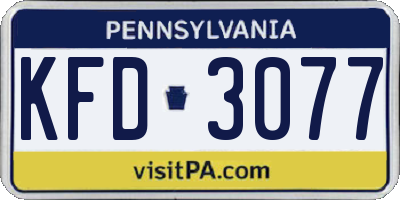PA license plate KFD3077