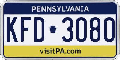 PA license plate KFD3080
