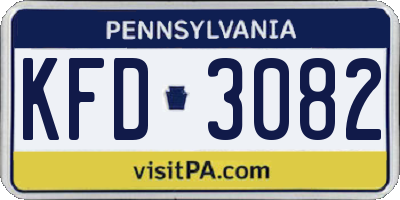 PA license plate KFD3082