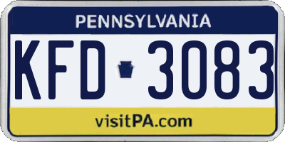 PA license plate KFD3083
