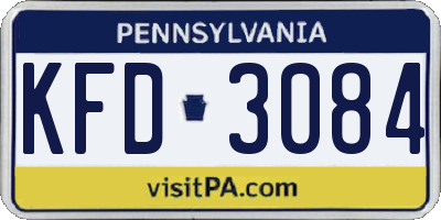 PA license plate KFD3084