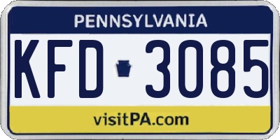 PA license plate KFD3085