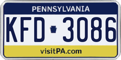PA license plate KFD3086