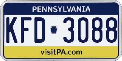 PA license plate KFD3088