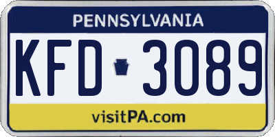 PA license plate KFD3089