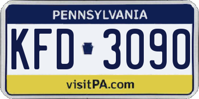 PA license plate KFD3090