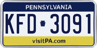 PA license plate KFD3091