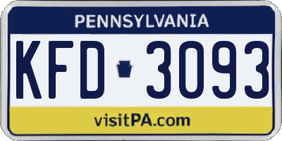 PA license plate KFD3093