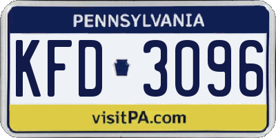 PA license plate KFD3096
