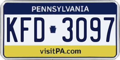 PA license plate KFD3097