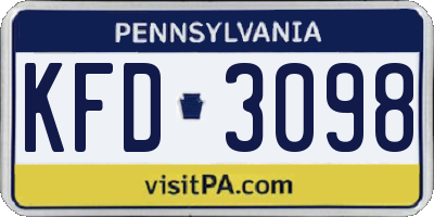 PA license plate KFD3098