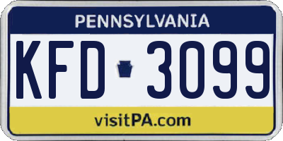 PA license plate KFD3099