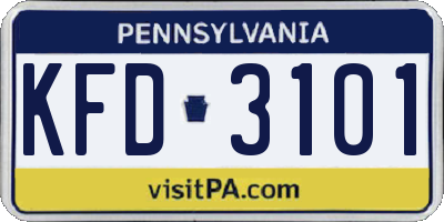 PA license plate KFD3101