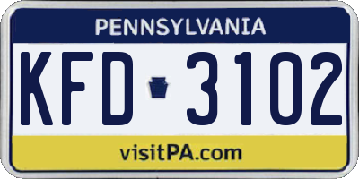 PA license plate KFD3102