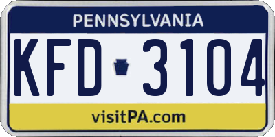 PA license plate KFD3104